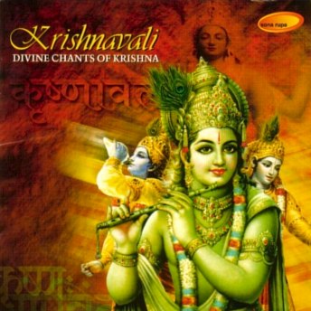 CD cover art, Shri Krishna playing flute and blowing conch